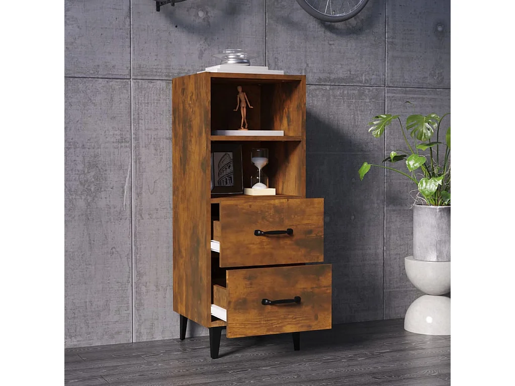 Aparador 34,5x34x90 cm madeira processada cor carvalho fumado PT893201