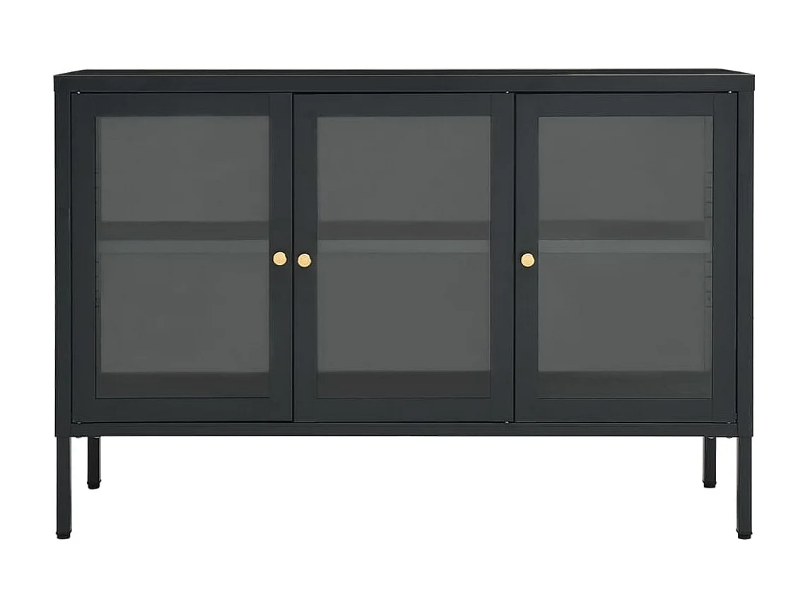 Aparador 105x35x70 cm vidro e aço antracite PT300705