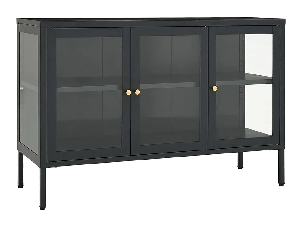 Aparador de acero y vidrio gris antracita 105x35x70 cm ES61620