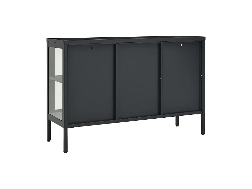 Aparador de acero y vidrio gris antracita 105x35x70 cm ES61620