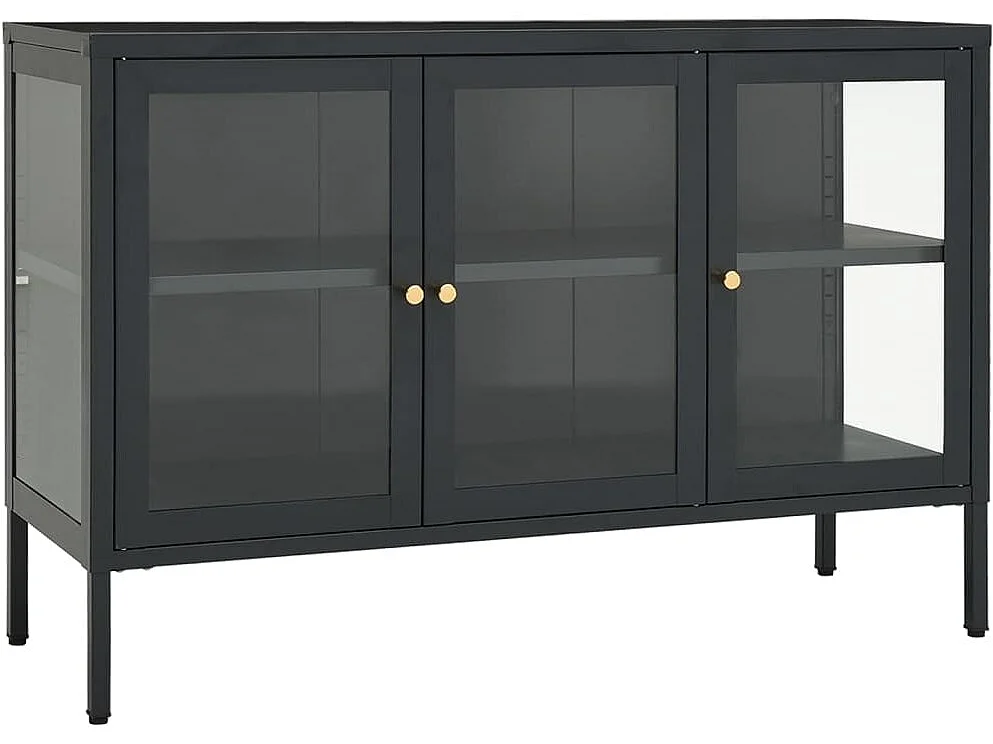 Buffet Anthracite 105x35x70 cm Acier et verre EGER98933