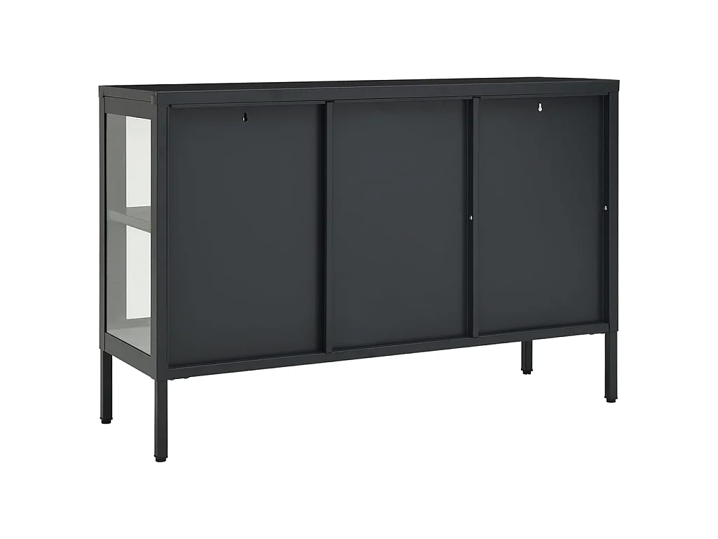 Buffet Anthracite 105x35x70 cm Acier et verre EGER98933