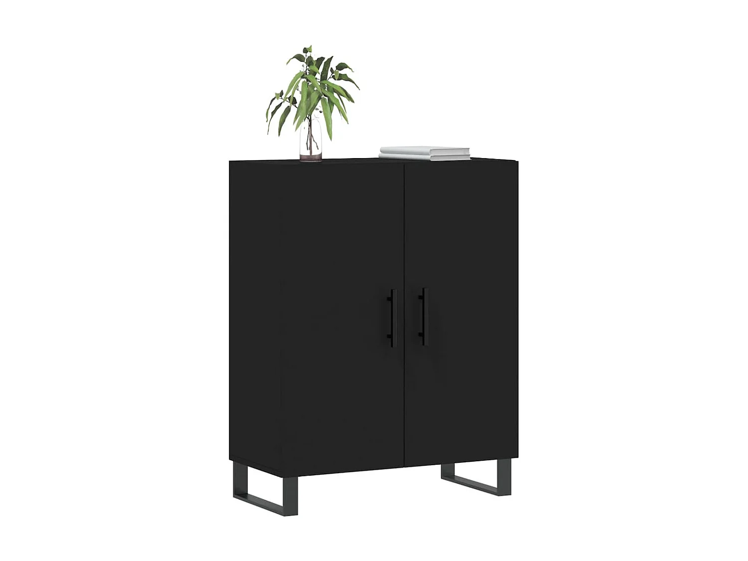 Buffet noir 69,5x34x90 cm bois d'ingénierie QWE38732