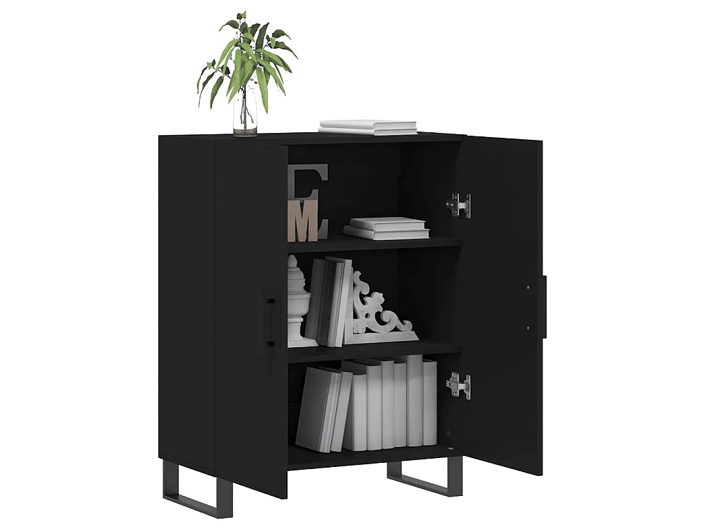 Buffet noir 69,5x34x90 cm bois d'ingénierie QWE38732