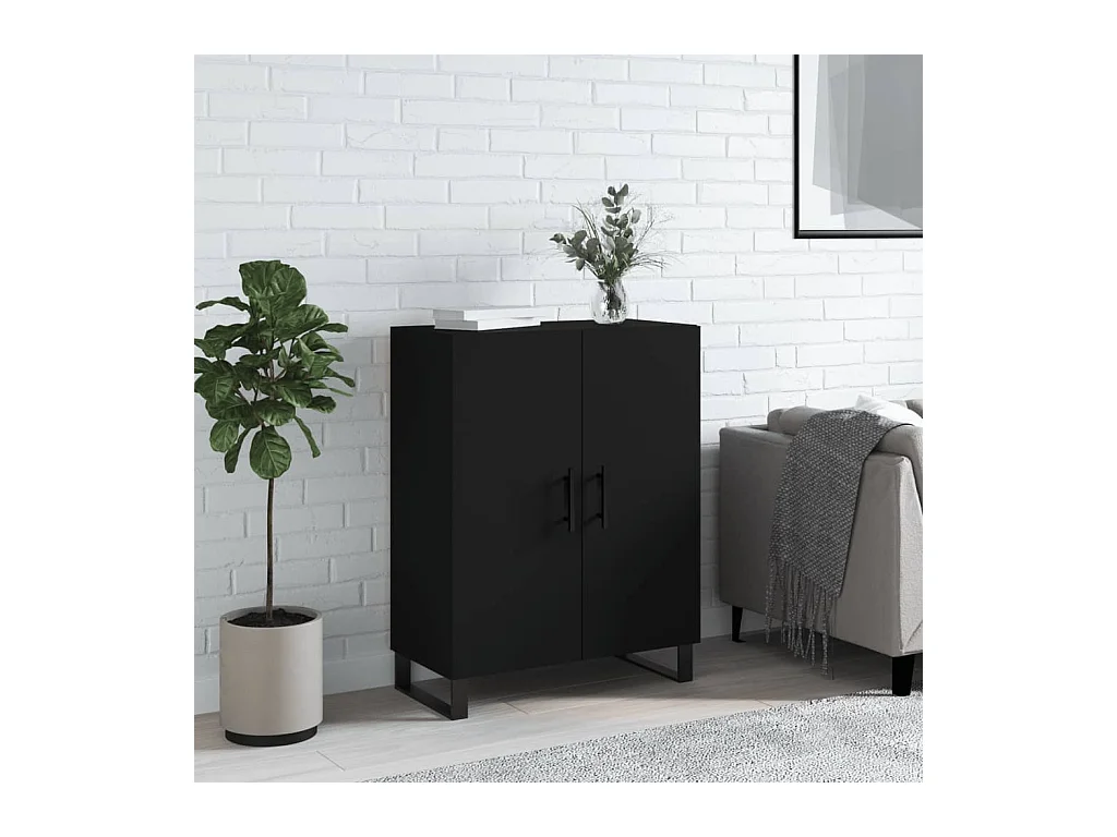 Buffet noir 69,5x34x90 cm bois d'ingénierie QWE38732