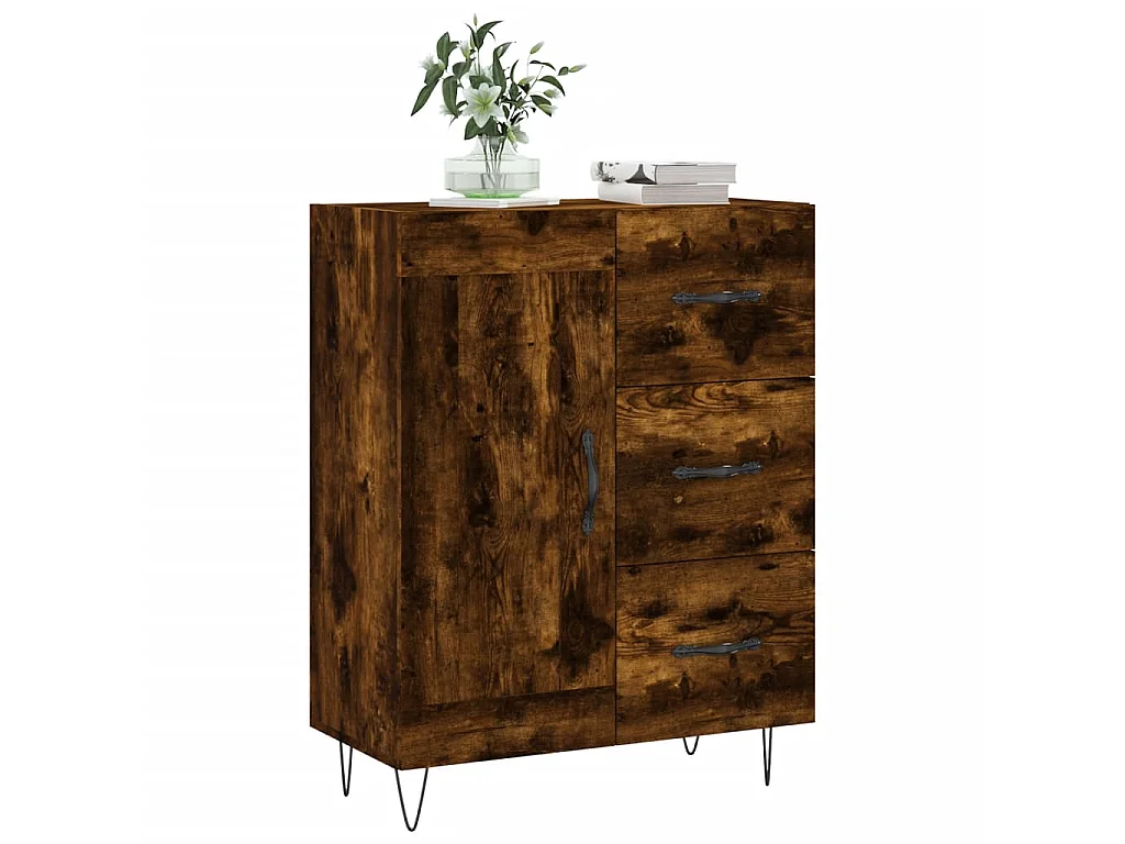 Buffet chêne fumé 69,5x34x90 cm bois d'ingénierie QWE20027