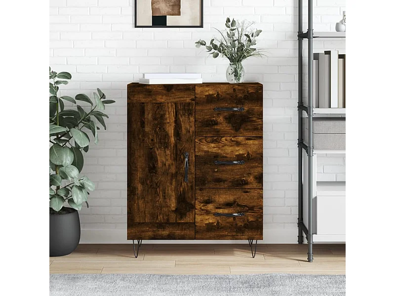 Buffet chêne fumé 69,5x34x90 cm bois d'ingénierie QWE20027