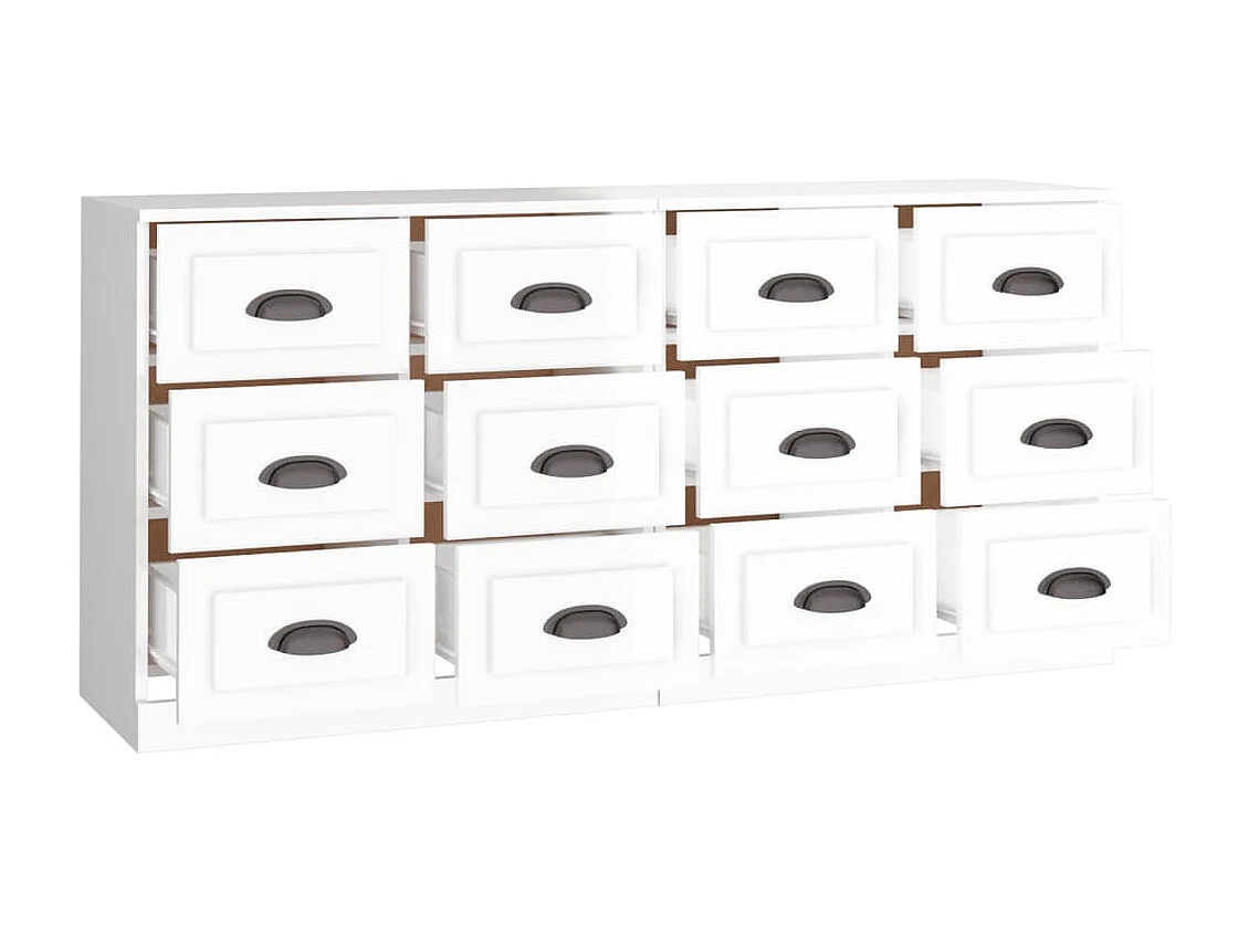 Buffets 2 pcs blanc brillant bois d'ingénierie EGER54375