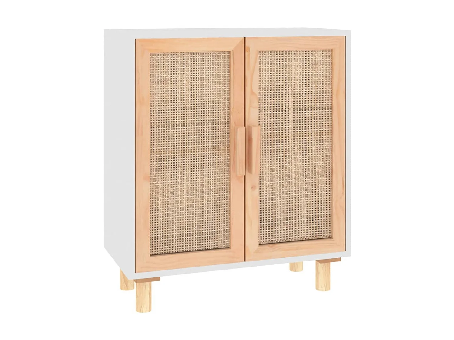 Dressoir 60x30x70 cm massief grenenhout en rattan wit NL979920