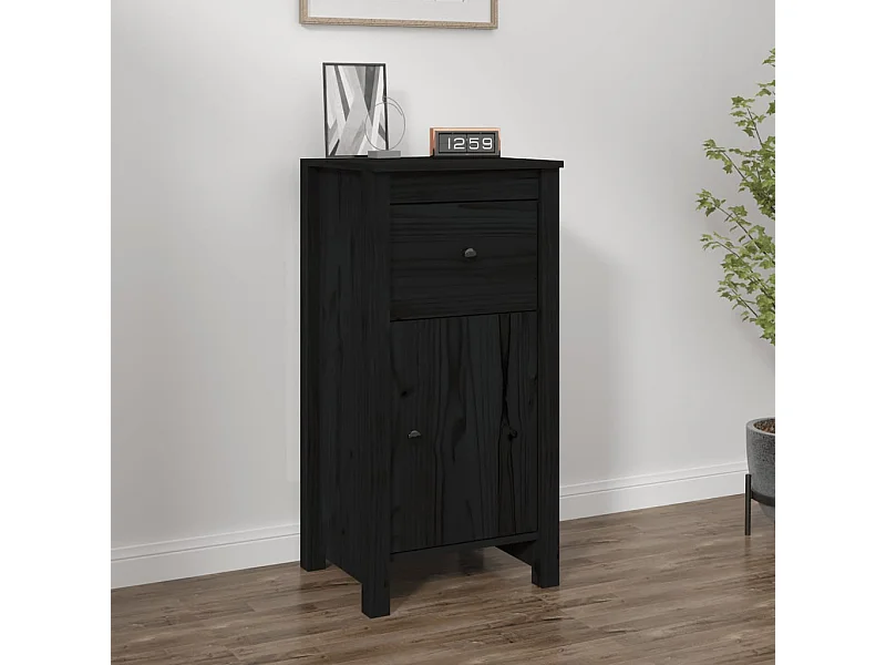 Buffet Noir 40x35x80 cm Bois massif de pin EGER14177
