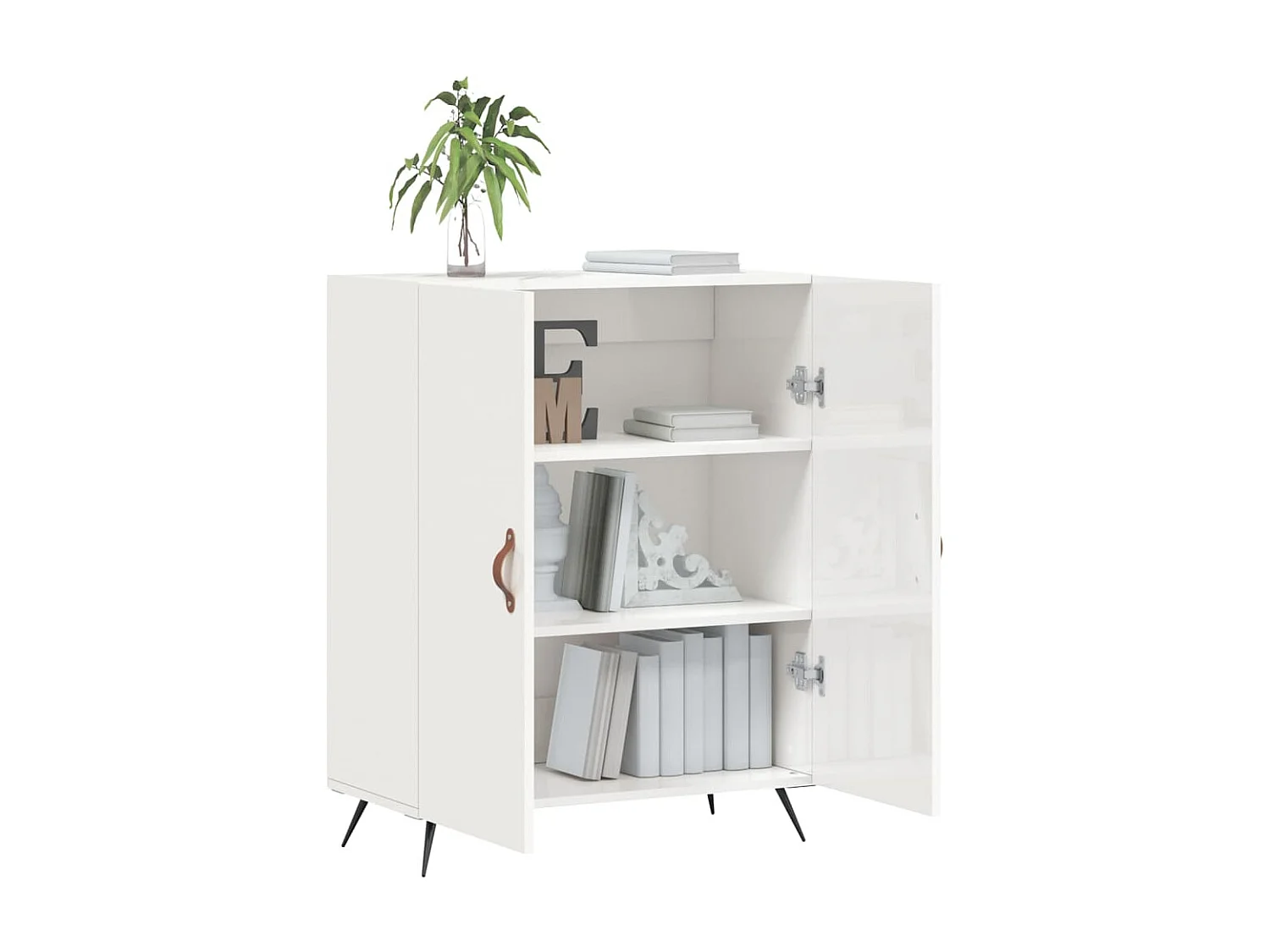 Aparador de madera contrachapada blanco brillante 69,5x34x90 cm ES35482