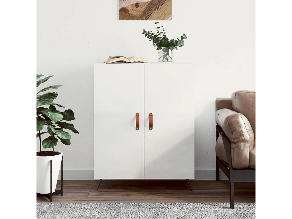 Buffet Blanc brillant 69,5x34x90 cm Bois d'ingénierie QWE96121