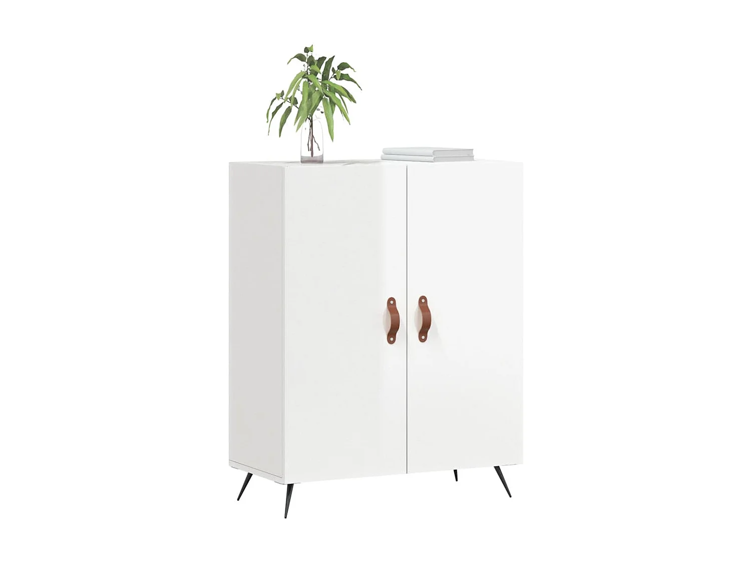 Buffet Blanc brillant 69,5x34x90 cm Bois d'ingénierie QWE96121