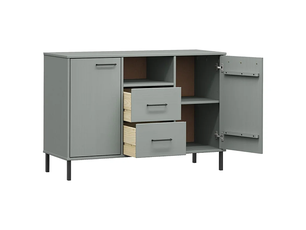 Buffet avec pieds en métal Gris 113x40x77 cm Bois massif OSLO QWE63517