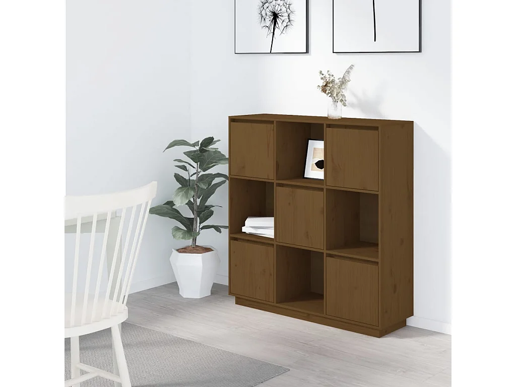 Highboard,Kommode Honigbraun 110,5x35x117 cm Massivholz Kiefer -gkd128036
