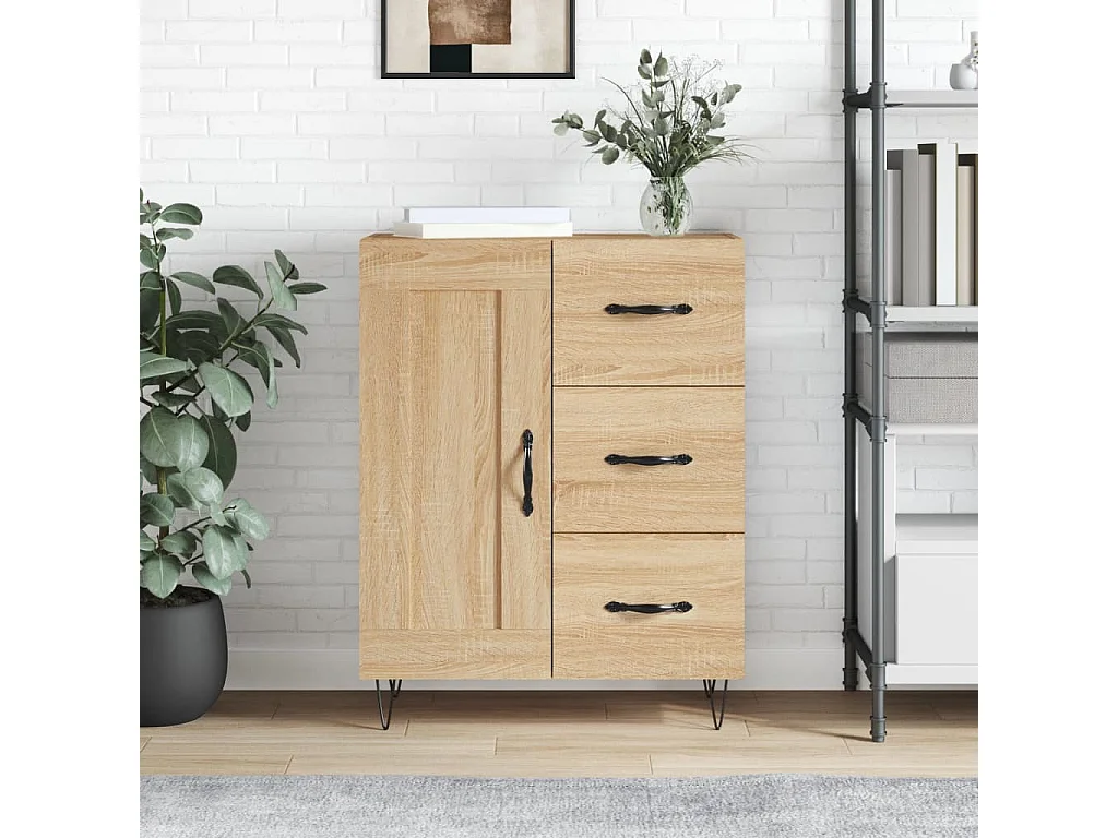 Aparador de madera de ingeniería roble Sonoma 69,5x34x90 cm ES43325