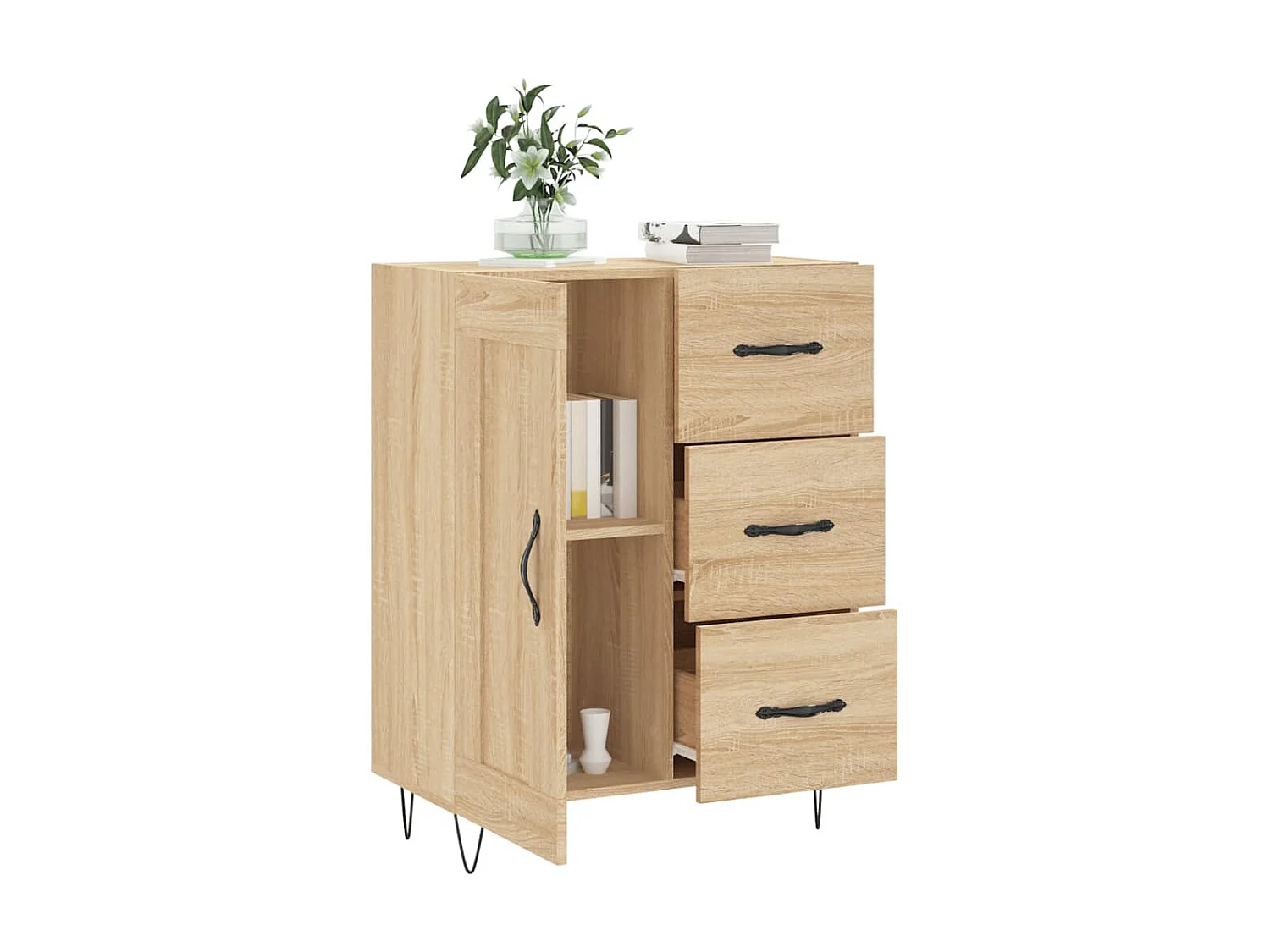 Aparador de madera de ingeniería roble Sonoma 69,5x34x90 cm ES43325