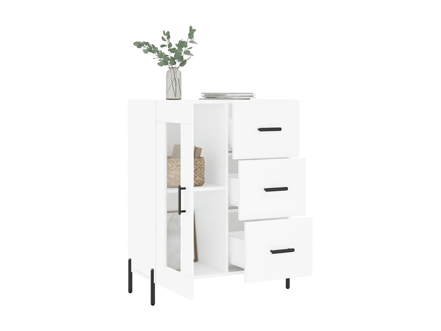 Buffet blanc 69,5x34x90 cm bois d'ingénierie QWE55404