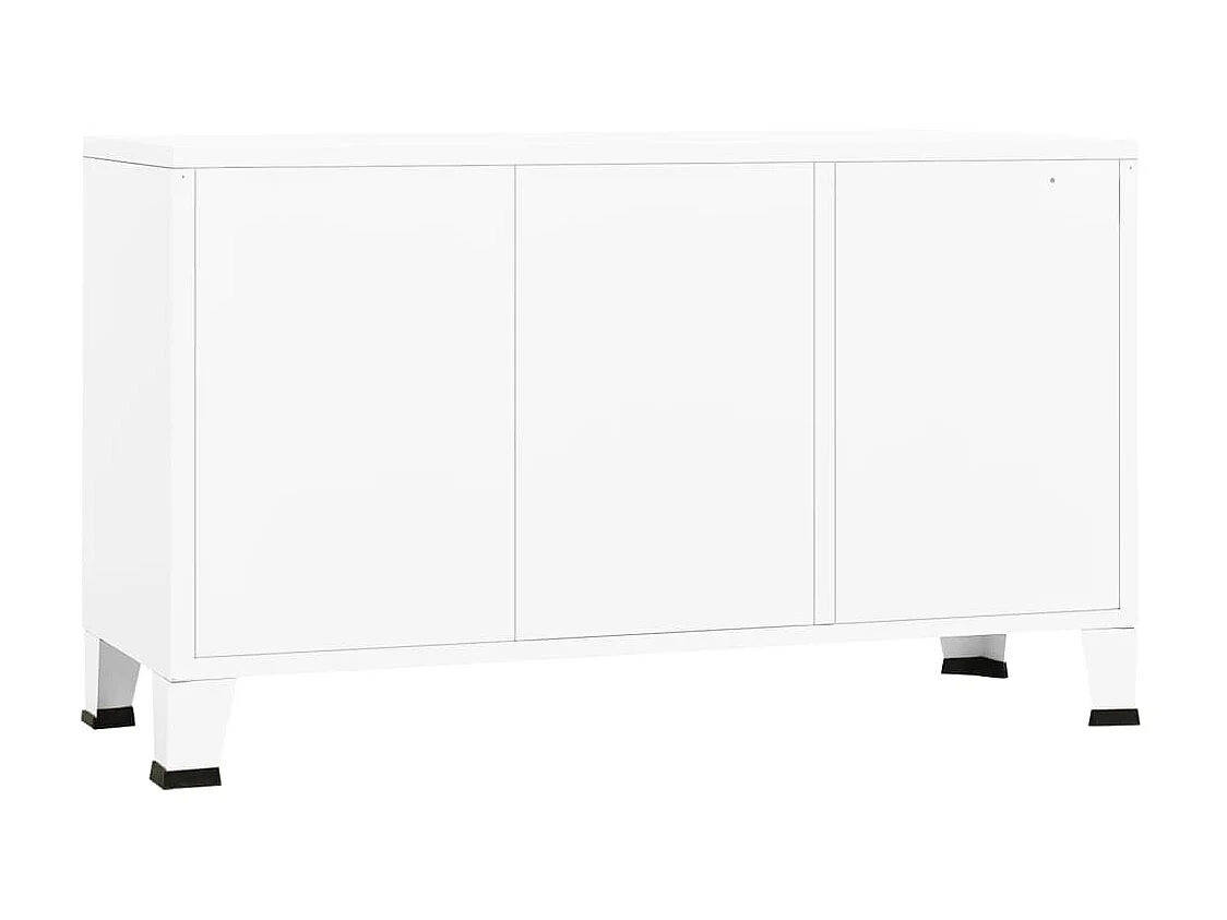 Aparador industrial 105x35x62 cm metal e vidro branco PT731428