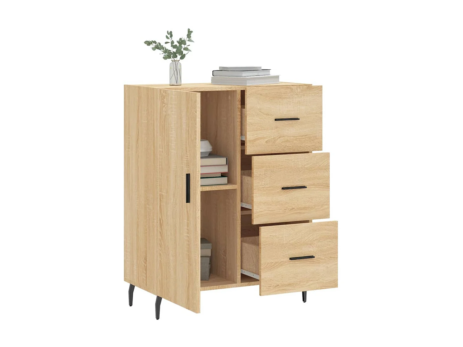Dressoir 69,5x34x90 cm bewerkt hout sonoma eikenkleurig NL60557