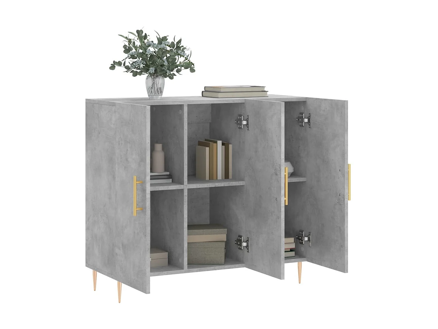 Buffet gris béton 90x34x80 cm bois d'ingénierie QWE11100