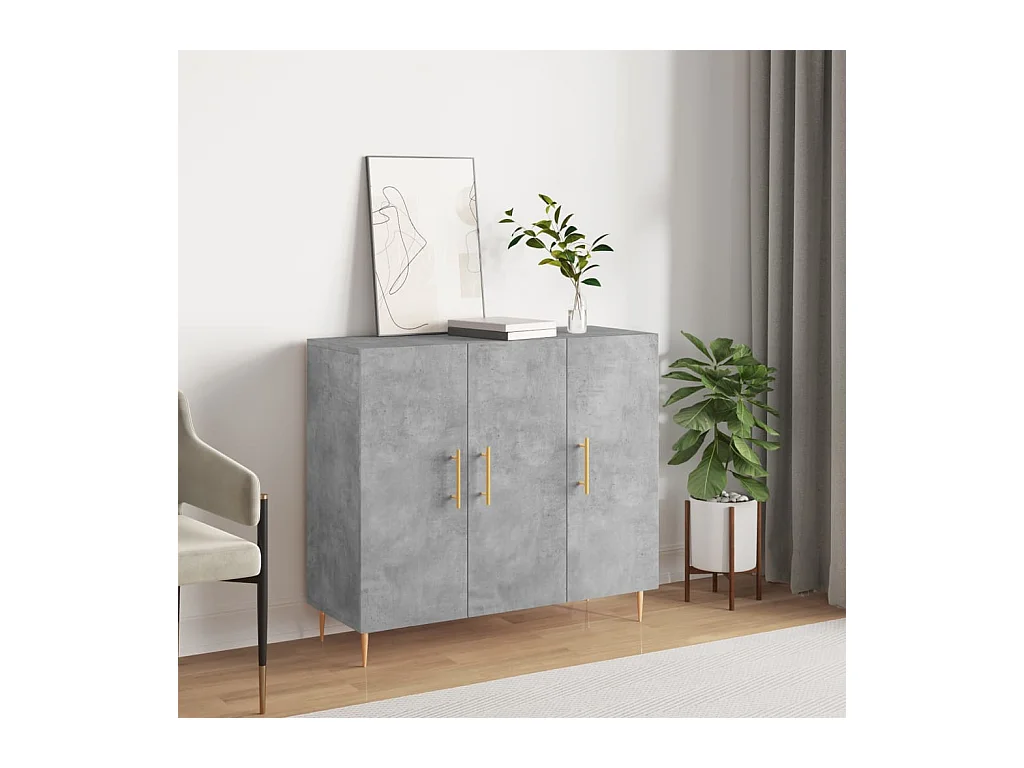 Buffet gris béton 90x34x80 cm bois d'ingénierie QWE11100