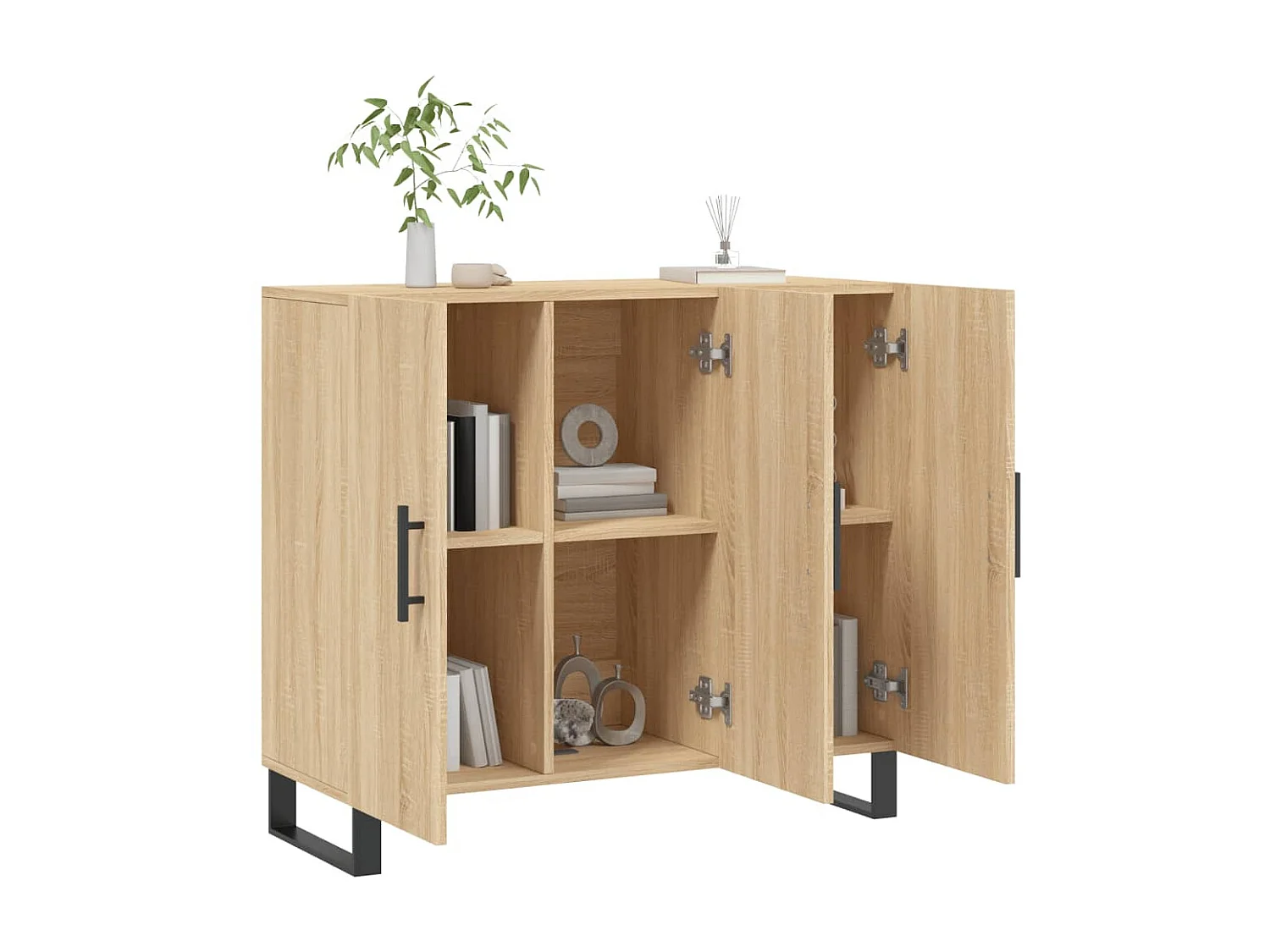 Buffet chêne sonoma 90x34x80 cm bois d'ingénierie QWE95372