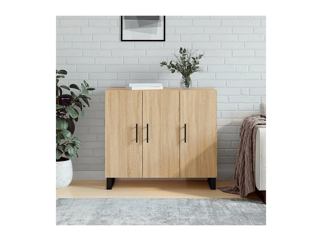Buffet chêne sonoma 90x34x80 cm bois d'ingénierie QWE95372