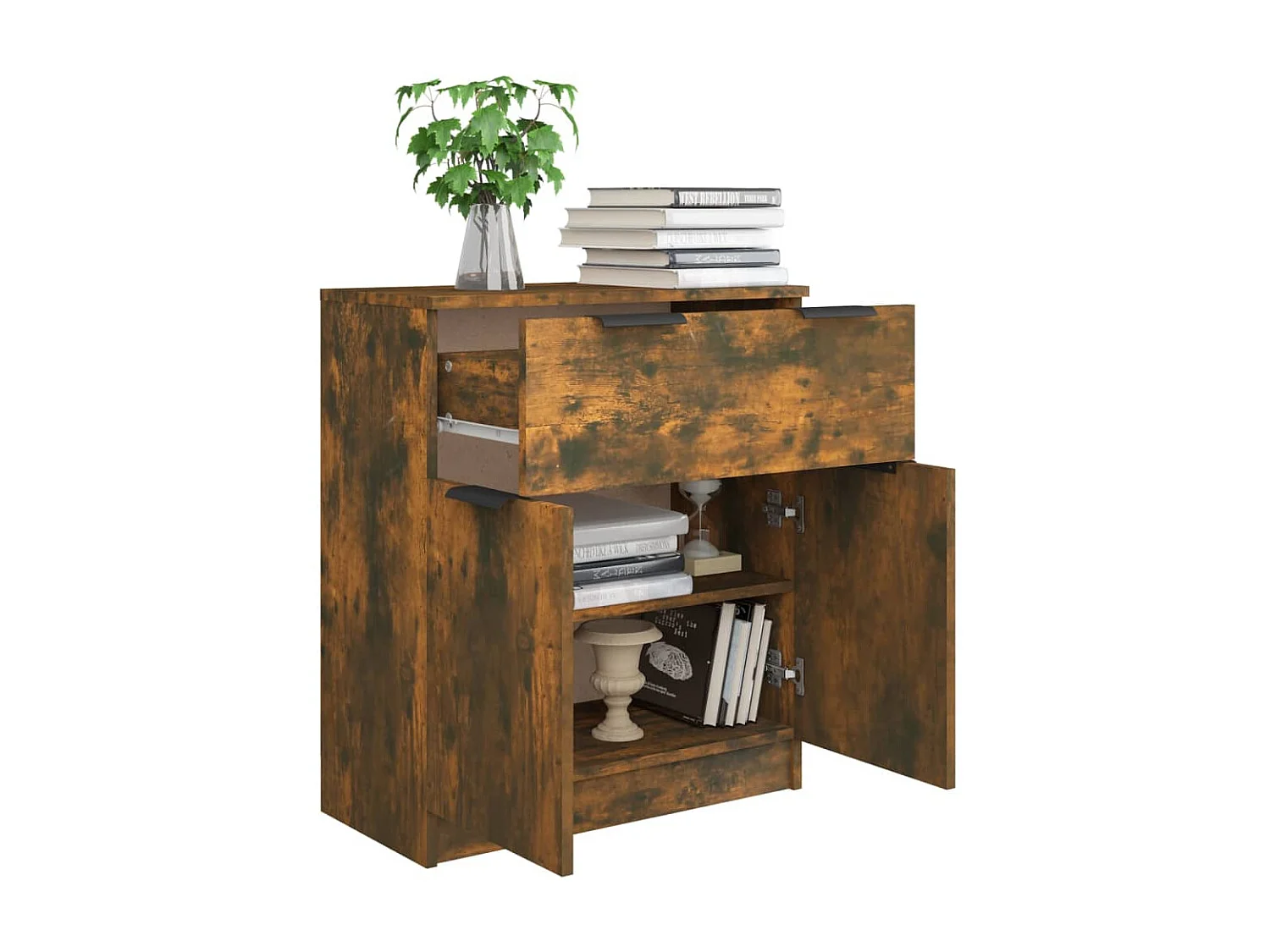 Dressoir 60x30x70 cm bewerkt hout gerookt eikenkleurig NL58435