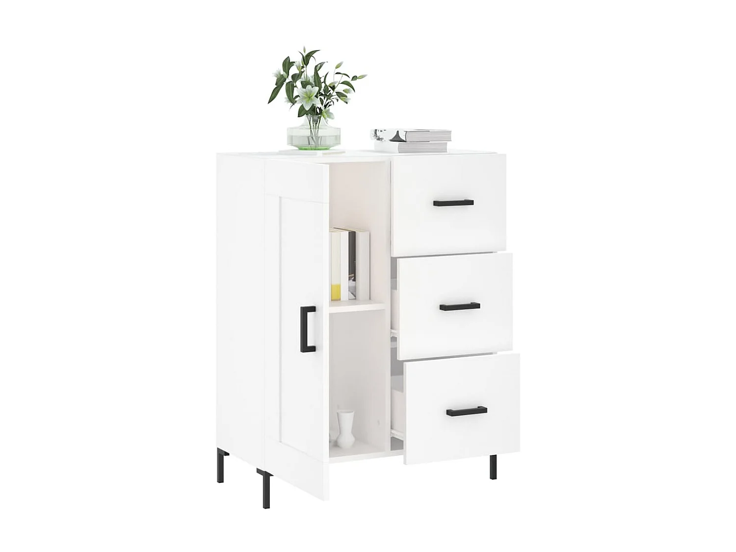 Buffet blanc 69,5x34x90 cm bois d'ingénierie QWE15412