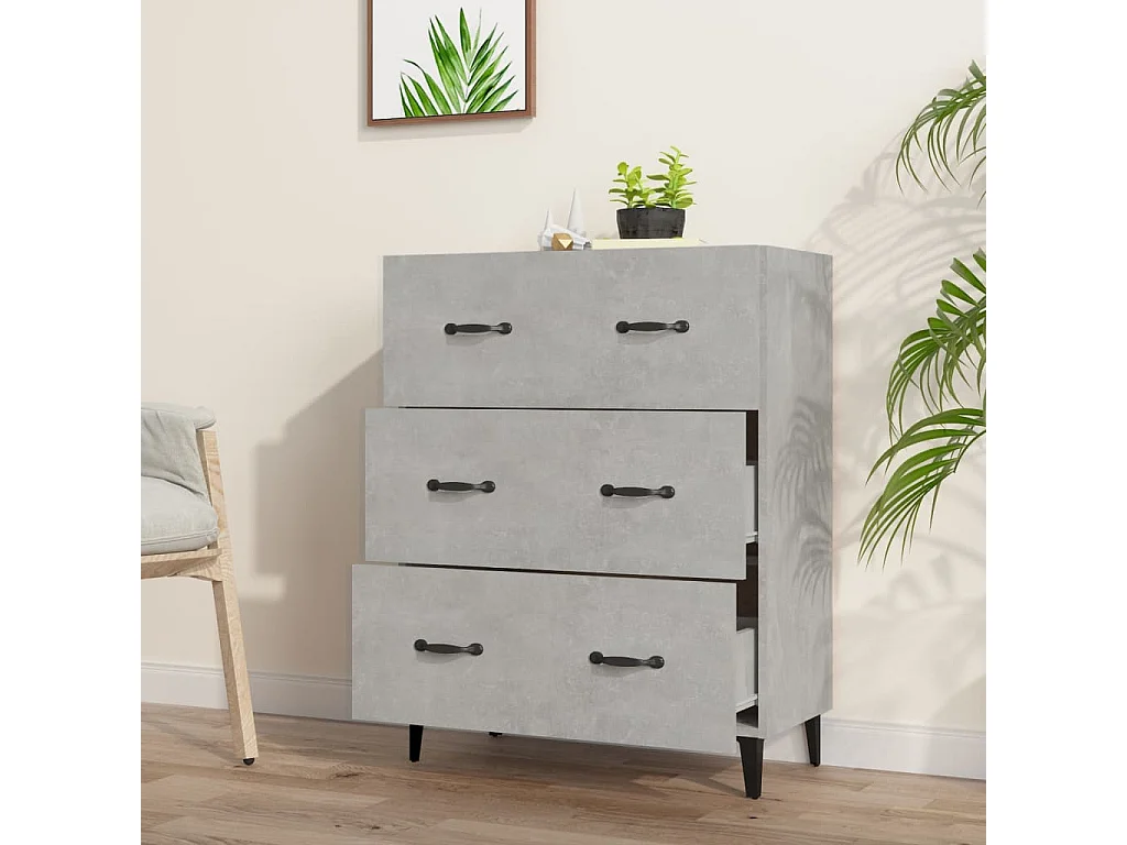 Buffet gris béton 69,5x34x90 cm bois d'ingénierie EGER59987