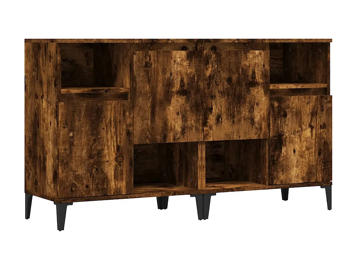 Aparadores 2 uds madera contrachapada roble ahumado 60x35x70 cm ES37490