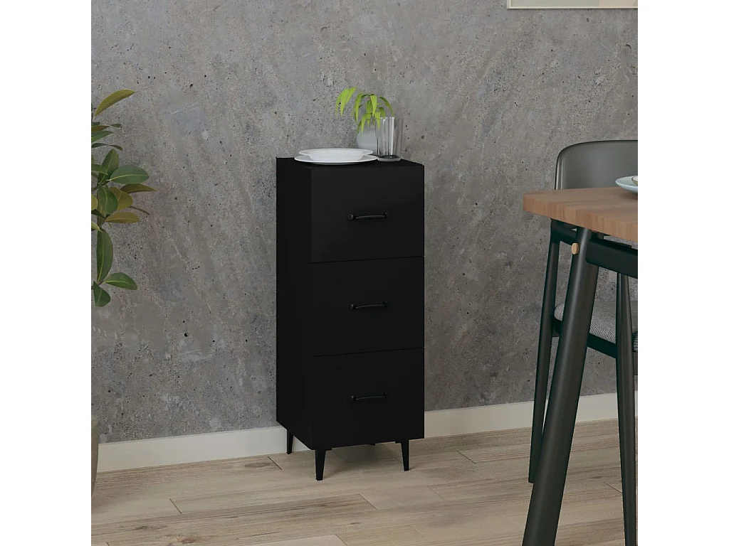 Aparador de madera contrachapada negro 34,5x34x90 cm ES12716