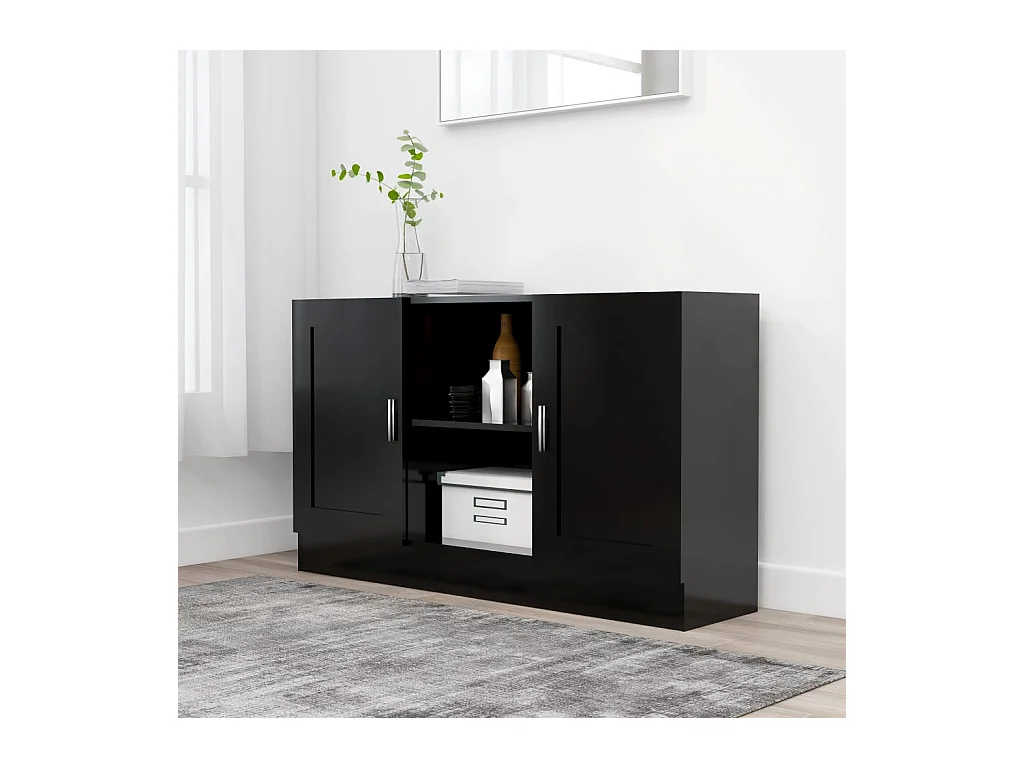 Buffet Noir 120x30,5x70 cm Aggloméré EGER20321