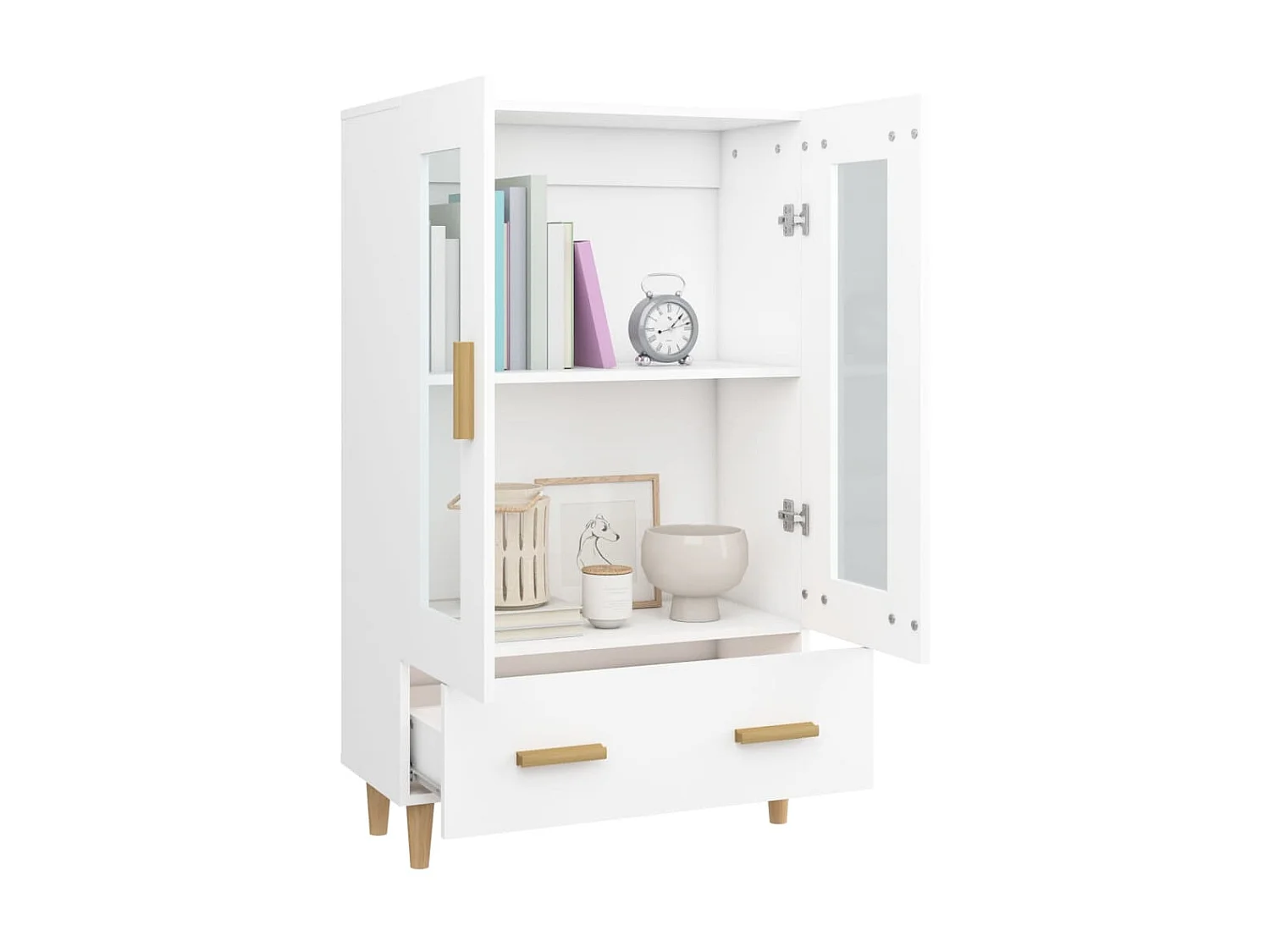 Buffet haut Blanc 70x31x115 cm Bois d'ingénierie EGER84004