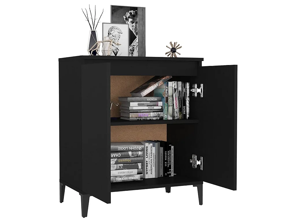 Aparador de madera contrachapada negro 60x35x70 cm ES93514