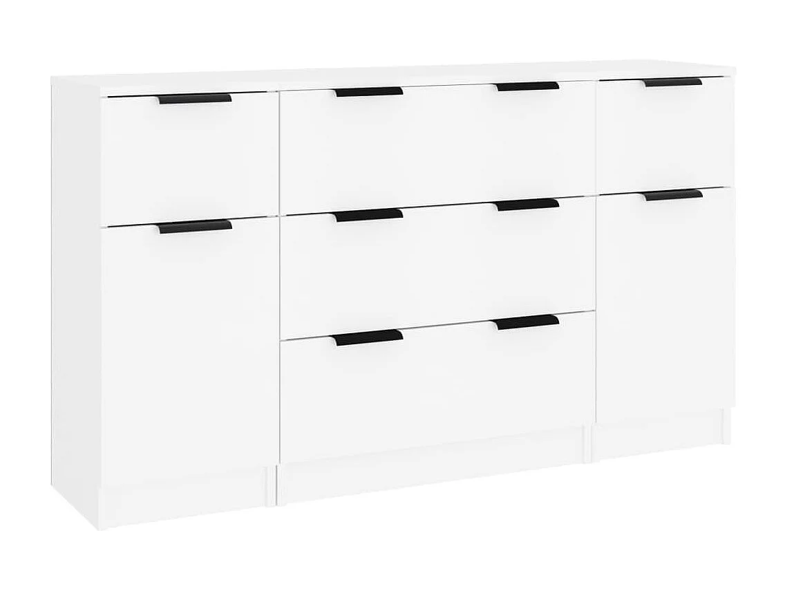 Set de aparador de 3 piezas de madera contrachapada blanco ES24151