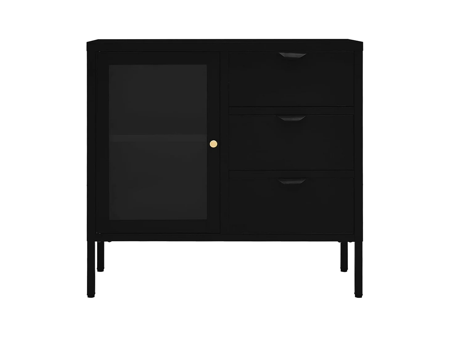 Buffet Noir 75x35x70 cm Acier et verre trempé EGER27316
