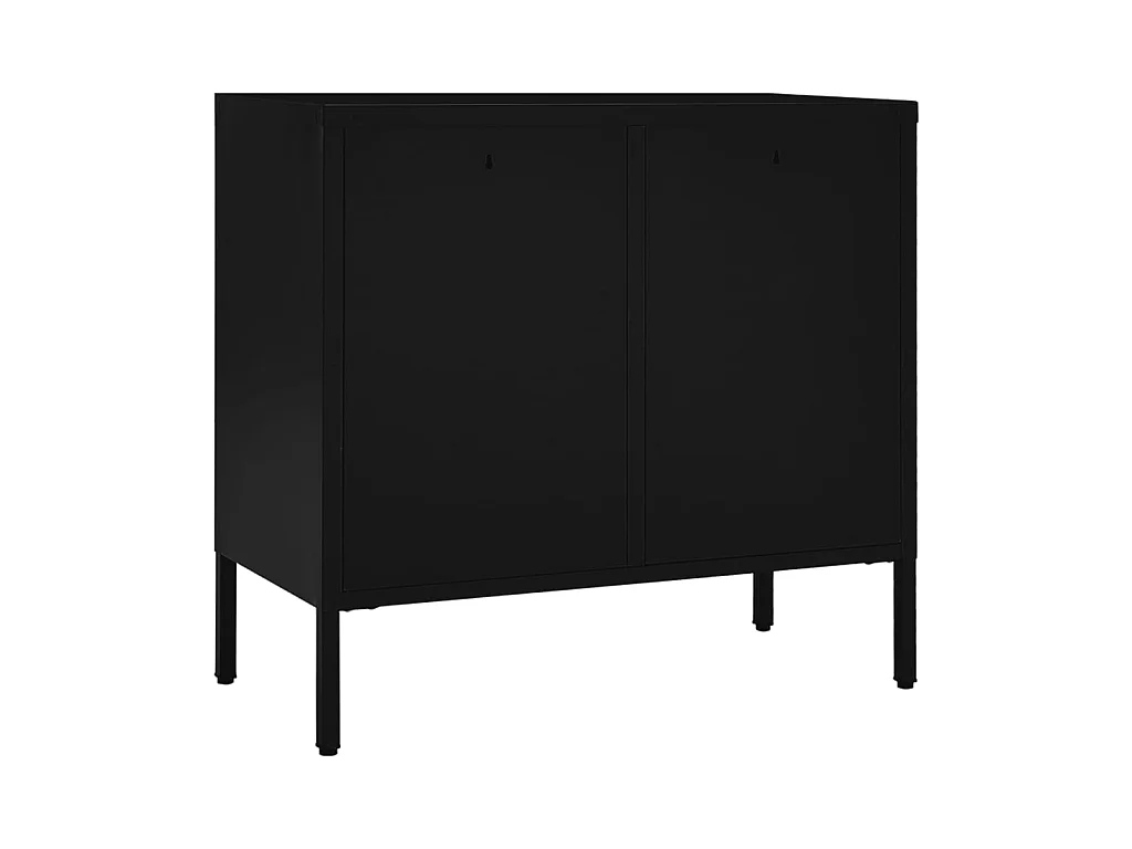 Buffet Noir 75x35x70 cm Acier et verre trempé EGER27316