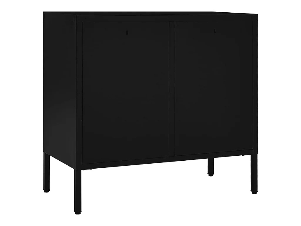 Buffet Noir 75x35x70 cm Acier et verre trempé EGER27316