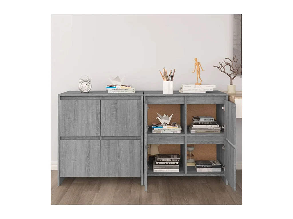 Buffets 2 pcs Sonoma gris 70x41x75 cm Aggloméré EGER89639