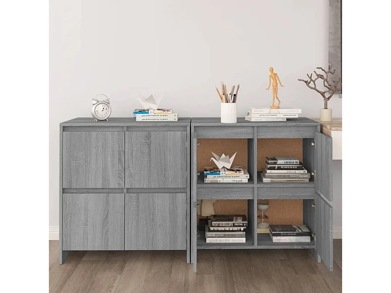 Aparadores 2 uds madera de ingeniería gris Sonoma 70x41x75 cm ES76528