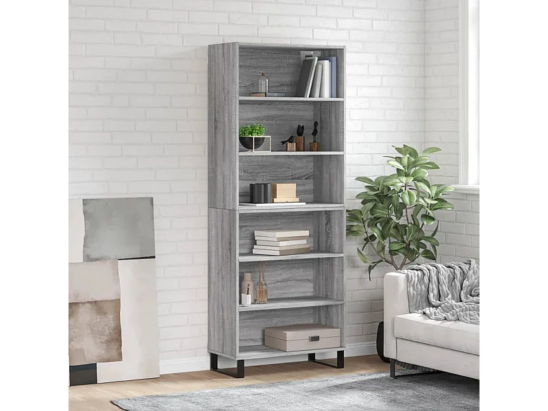 Buffet haut sonoma gris 69,5x32,5x180 cm bois d'ingénierie QWE15674
