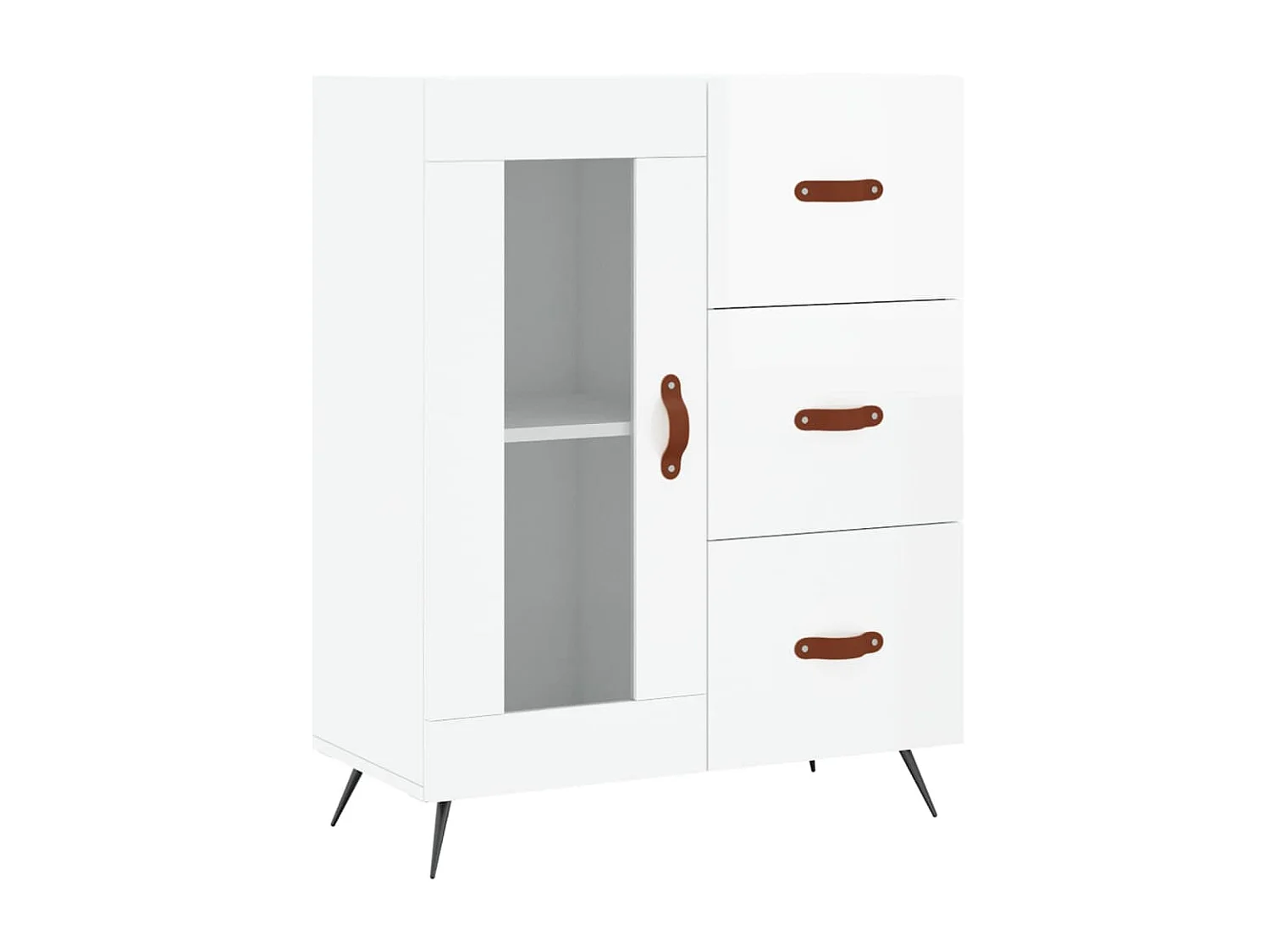 Buffet Blanc brillant 69,5x34x90 cm Bois d'ingénierie QWE36131