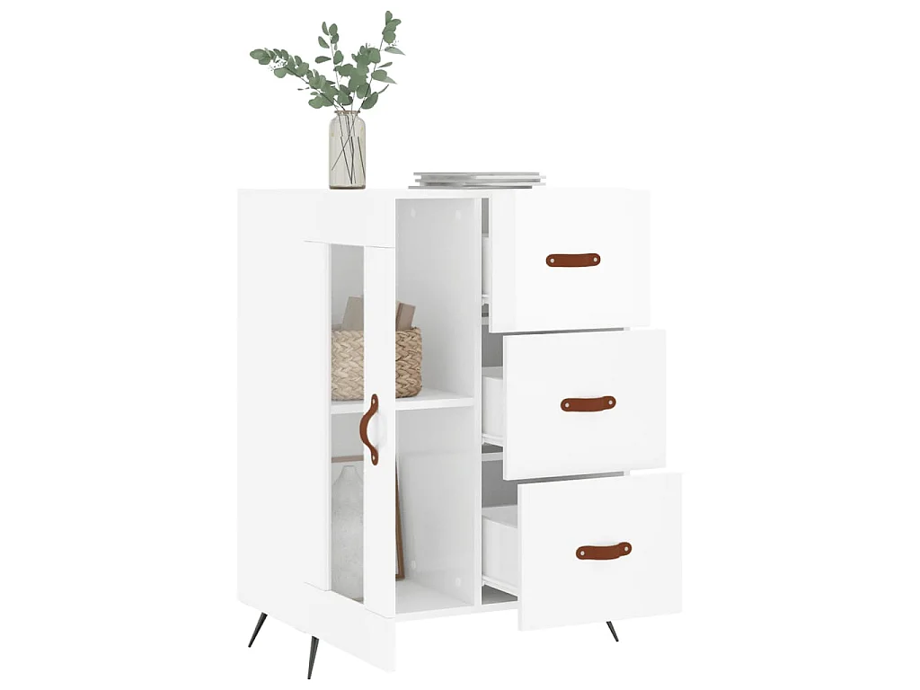 Buffet Blanc brillant 69,5x34x90 cm Bois d'ingénierie QWE36131