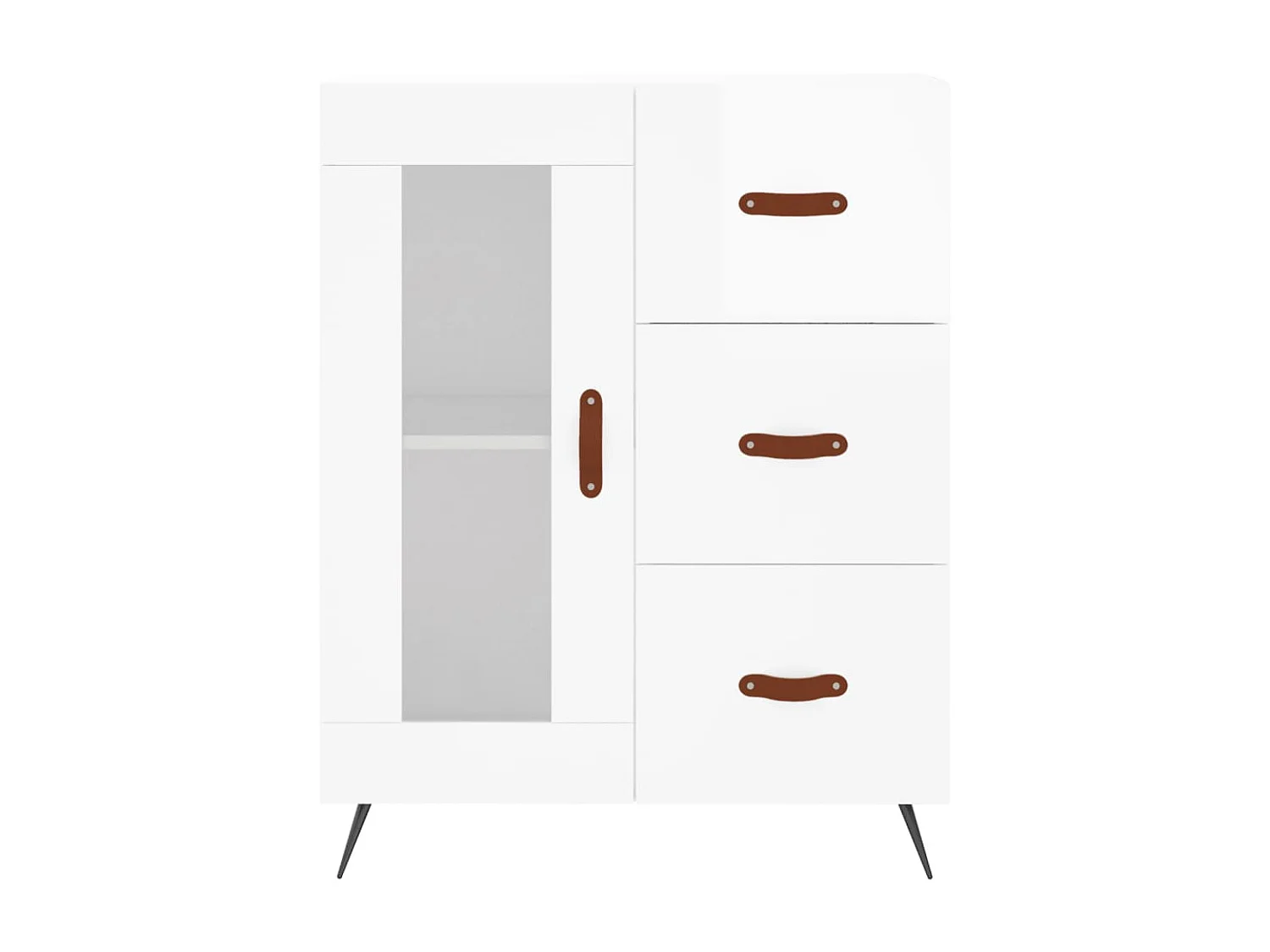 Buffet Blanc brillant 69,5x34x90 cm Bois d'ingénierie QWE36131