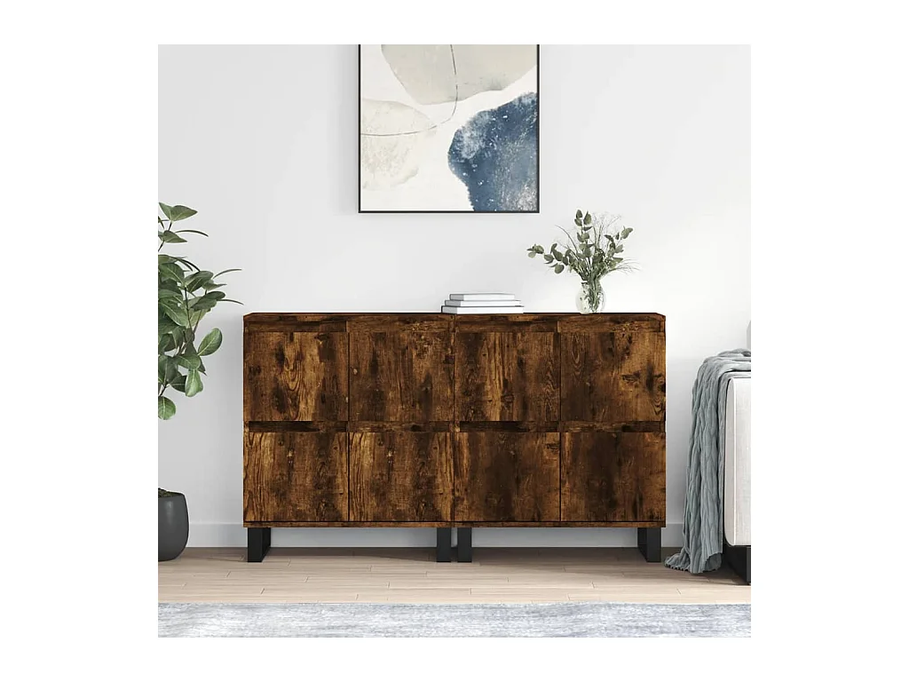 lot de 2 Buffets chêne fumé bois d'ingénierie QWE60413