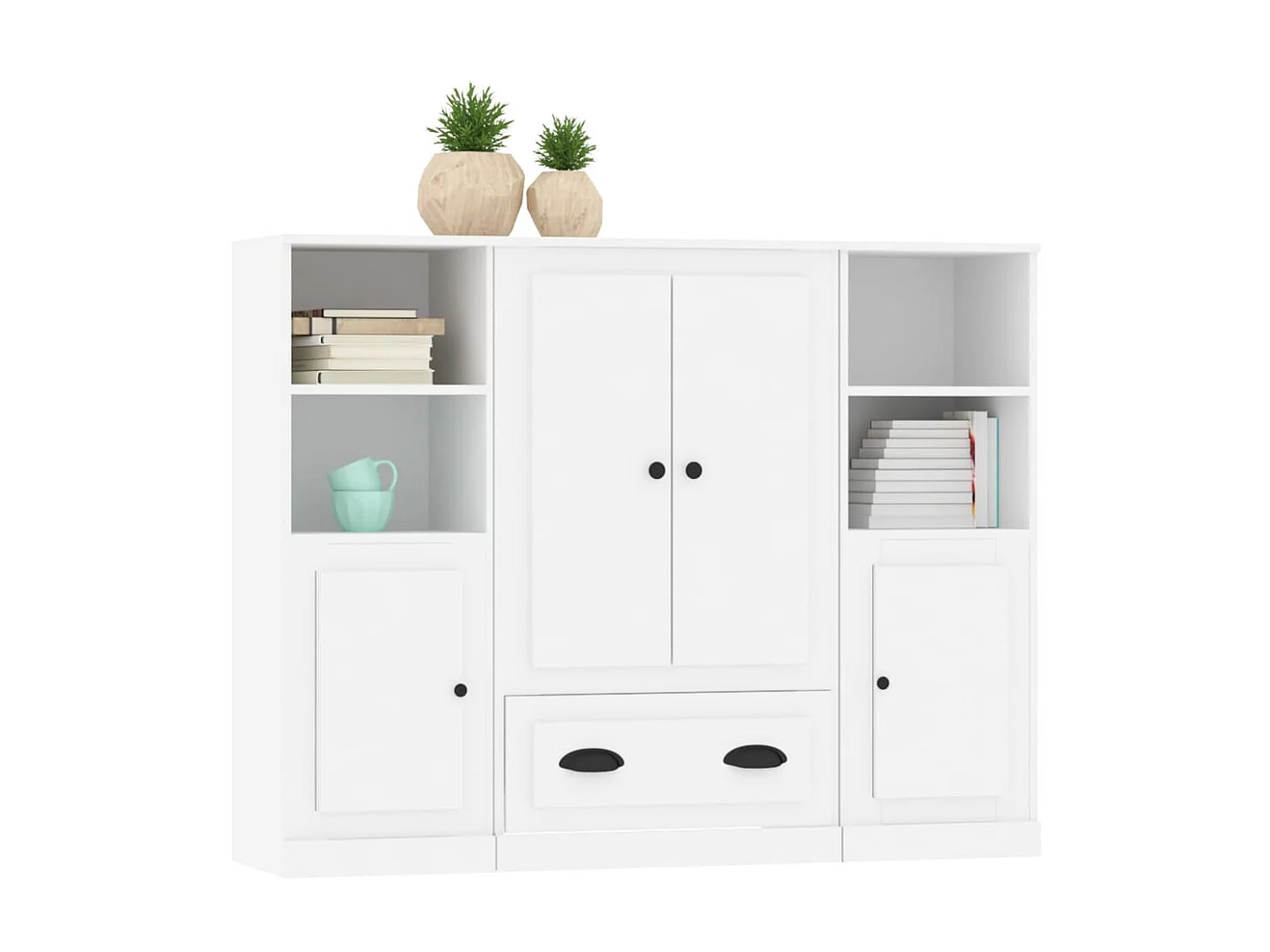 Buffets haut 3 pcs blanc bois d'ingénierie EGER14333