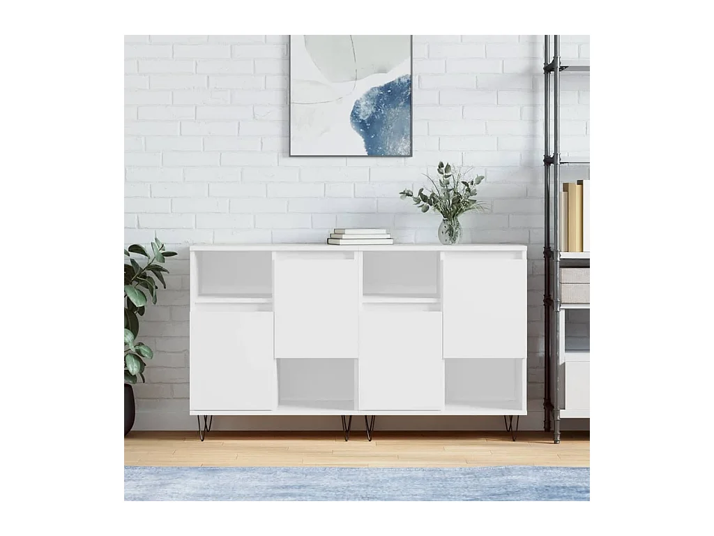 lot de 2 Buffets blanc bois d'ingénierie QWE72783