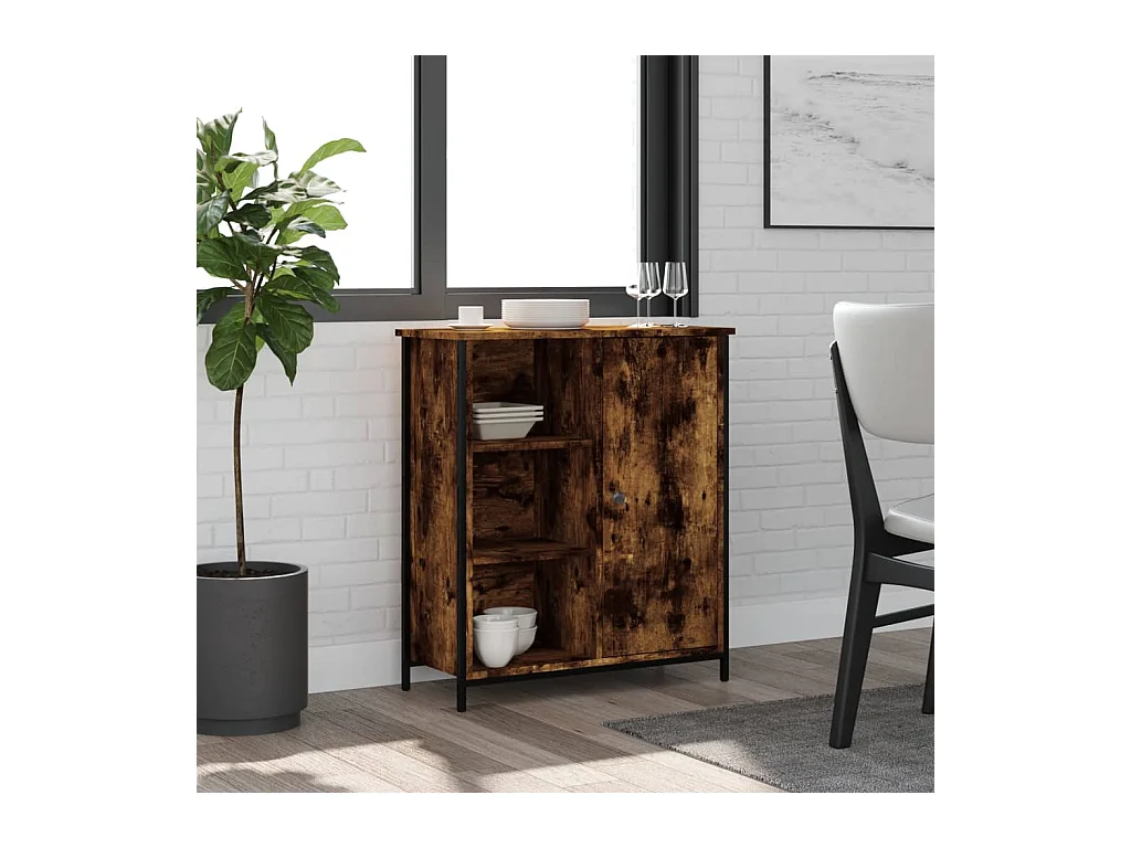 Buffet chêne fumé 70x30x80 cm bois d'ingénierie QWE88286